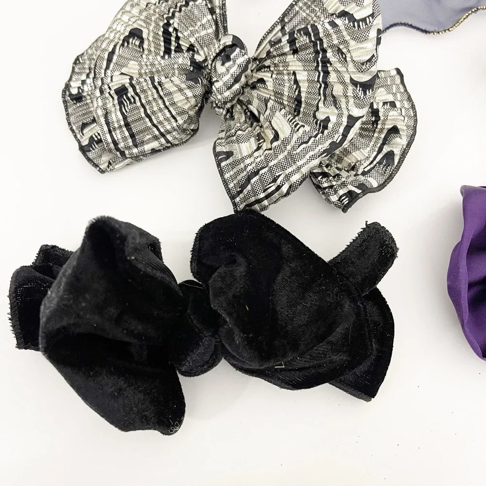 Lot of 8 Vintage Bow Barrettes Chiffon Pearl 80s 90s Victorian Cottagecore Fairy